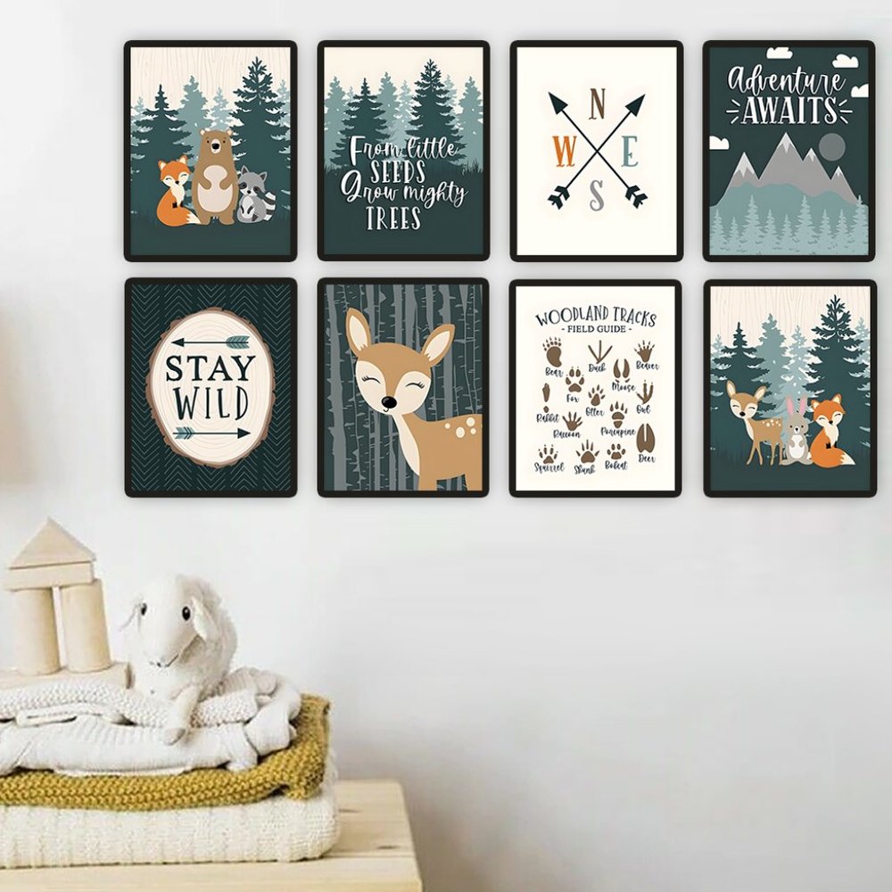 Forest Woodland Animals Nursery Baby Room Decor 8 prints
